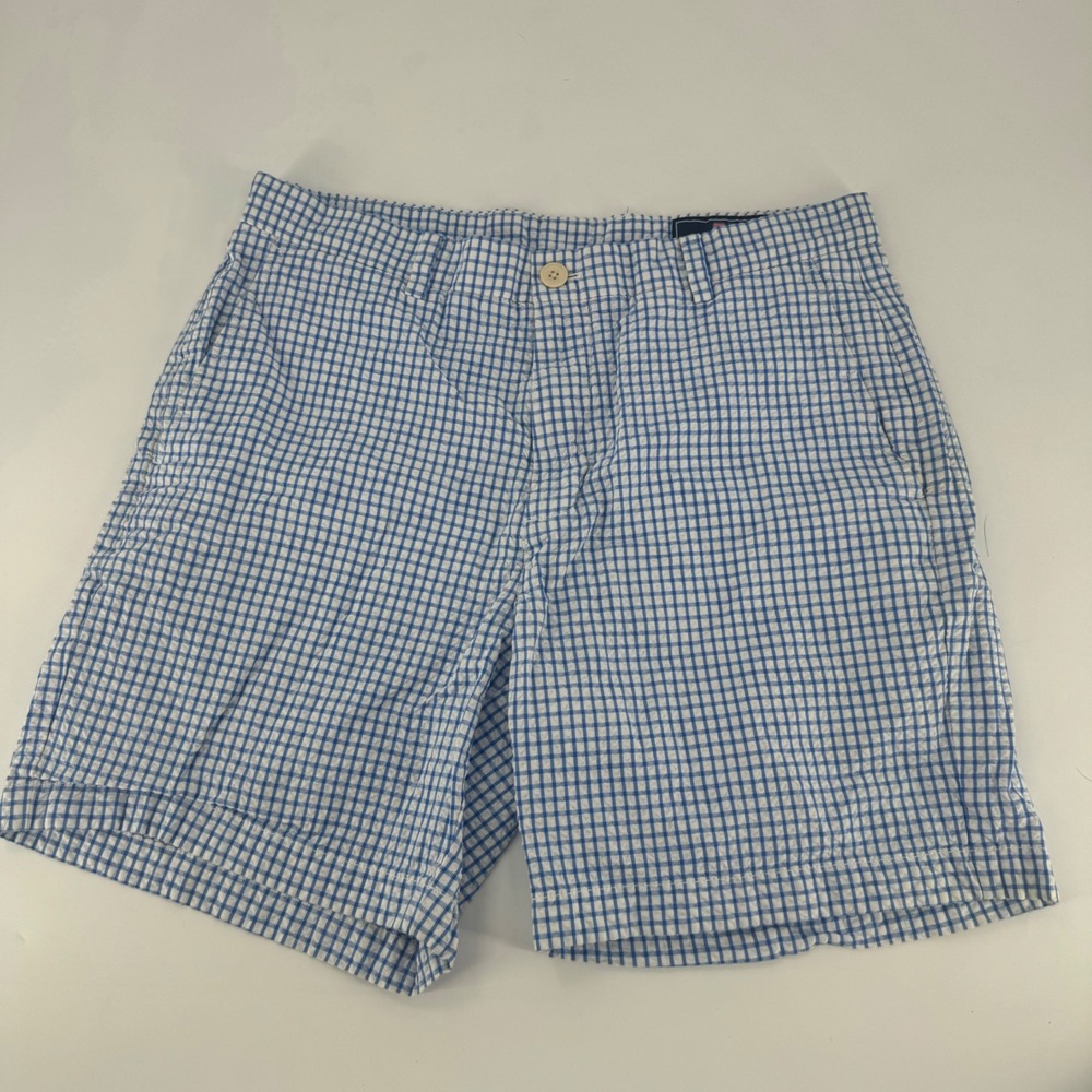 Vineyard Vines Mens 33 Gingham Seersucker Breaker Shorts Blue White Cotton